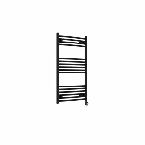 Fjord 1000 x 600mm Curved Black Thermostatic Touch Control Wifi Electric Heated Towel Rail