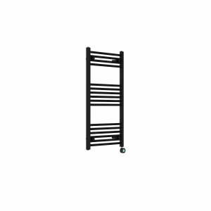 Bergen 1000 x 500mm Straight Black Thermostatic Touch Control Electric Heated Towel Rail