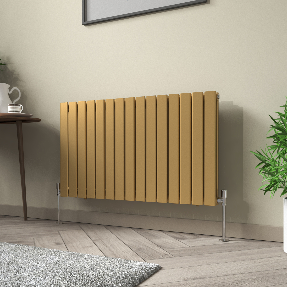 Karlstad 600 x 1022mm Metallic Gold Double Flat Panel Horizontal Designer Radiator