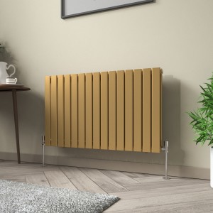Karlstad 600 x 1022mm Metallic Gold Double Flat Panel Horizontal Designer Radiator