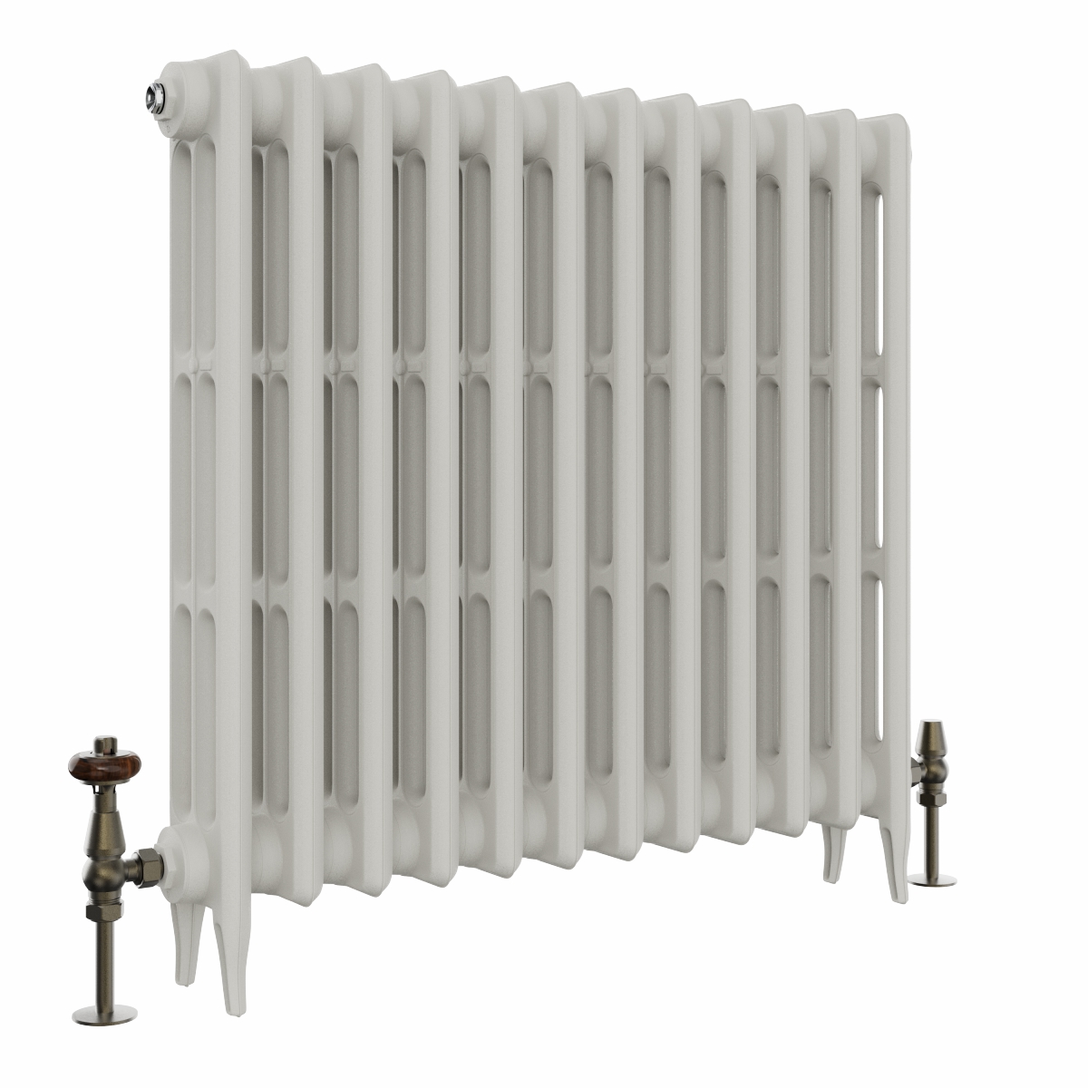 Classic  745 x 778mm  Porcelain White Triple Column Cast Iron Radiator - 12 Sections