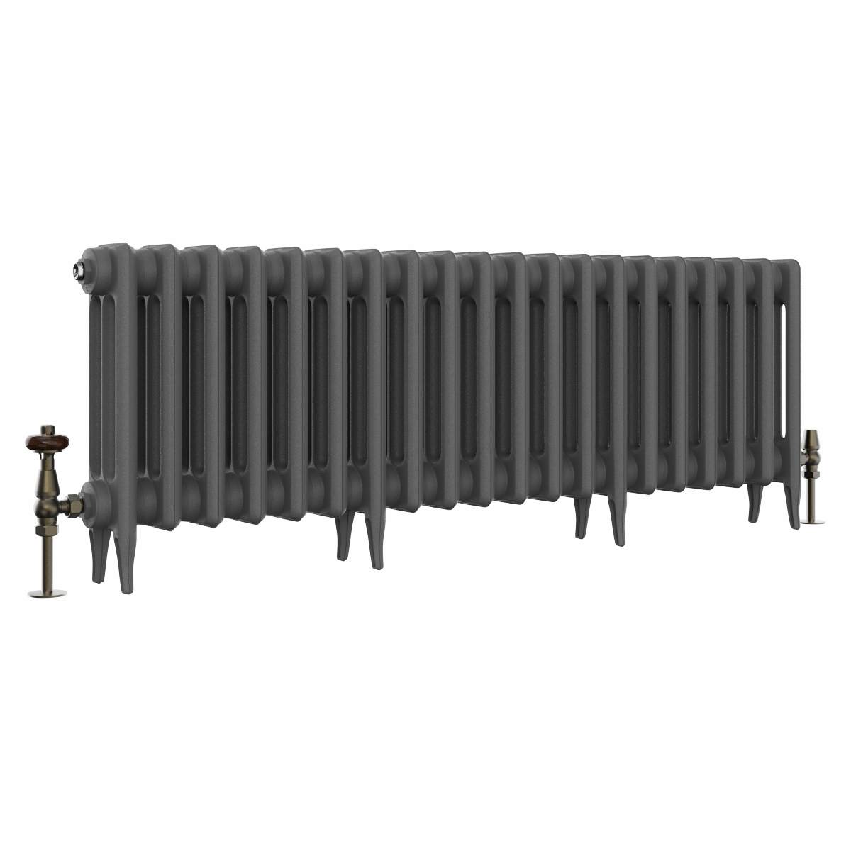 Classic  450 x 1274mm Farrow & Ball Railings Grey Triple Column Cast Iron Radiator - 20 Sections
