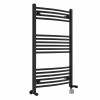 Fjord 1000 x 600mm Dual Fuel Curved Black Thermostatic Electric Heated Towel Rail