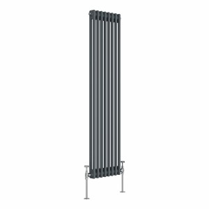 Bern 1500 x 380mm Anthracite Double Column Vertical Traditional Radiator