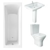 RAK Resort Mini Open Back Toilet with 650mm Basin Modern Bathroom Suite and Single Ended Bath - 1700 x 700mm