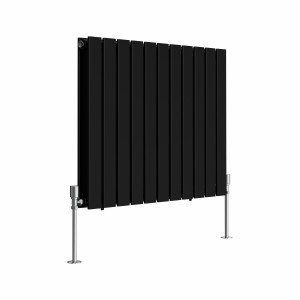 Karlstad 600 x 750mm Black Double Horizontal Flat Panel Designer Radiator