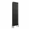 Bern 1500 x 470mm Black Silver Four Column Vertical Traditional Radiator