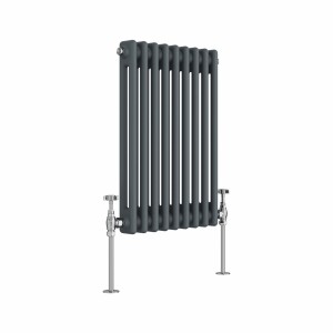 Bern 600 x 425mm Anthracite Double Column Horizontal Traditional Radiator