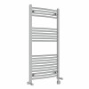 Fjord 1200 x 600mm Dual Fuel Curved Chrome Thermostatic Electric Heated Towel Rail