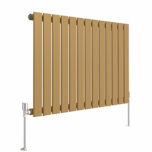 Karlstad 600 x 886mm Metallic Gold Single Flat Panel Horizontal Designer Radiator