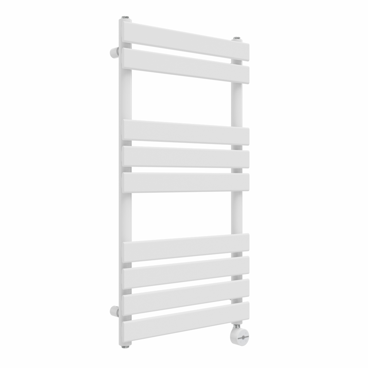 Juva 950 x 500mm White Flat Panel Thermostatic Touch Control Electric Heated Towel Rail