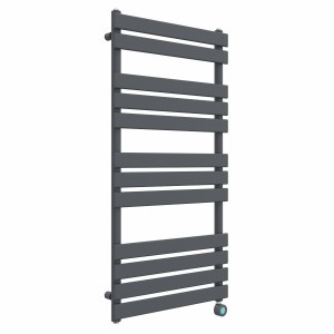 Juva 1200 x 600mm Sand Grey Flat Panel Thermostatic Touch Control Wifi Electric Heated Towel Rail