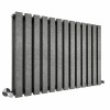 Lulea 600 x 900mm Black Silver Double Flat Panel Horizontal Designer Radiator