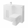 Calm White Left Hand Combination Vanity Unit Basin L Shape with Back to Wall Boston Toilet & Soft Close Seat & Concealed Cistern - 1100mm