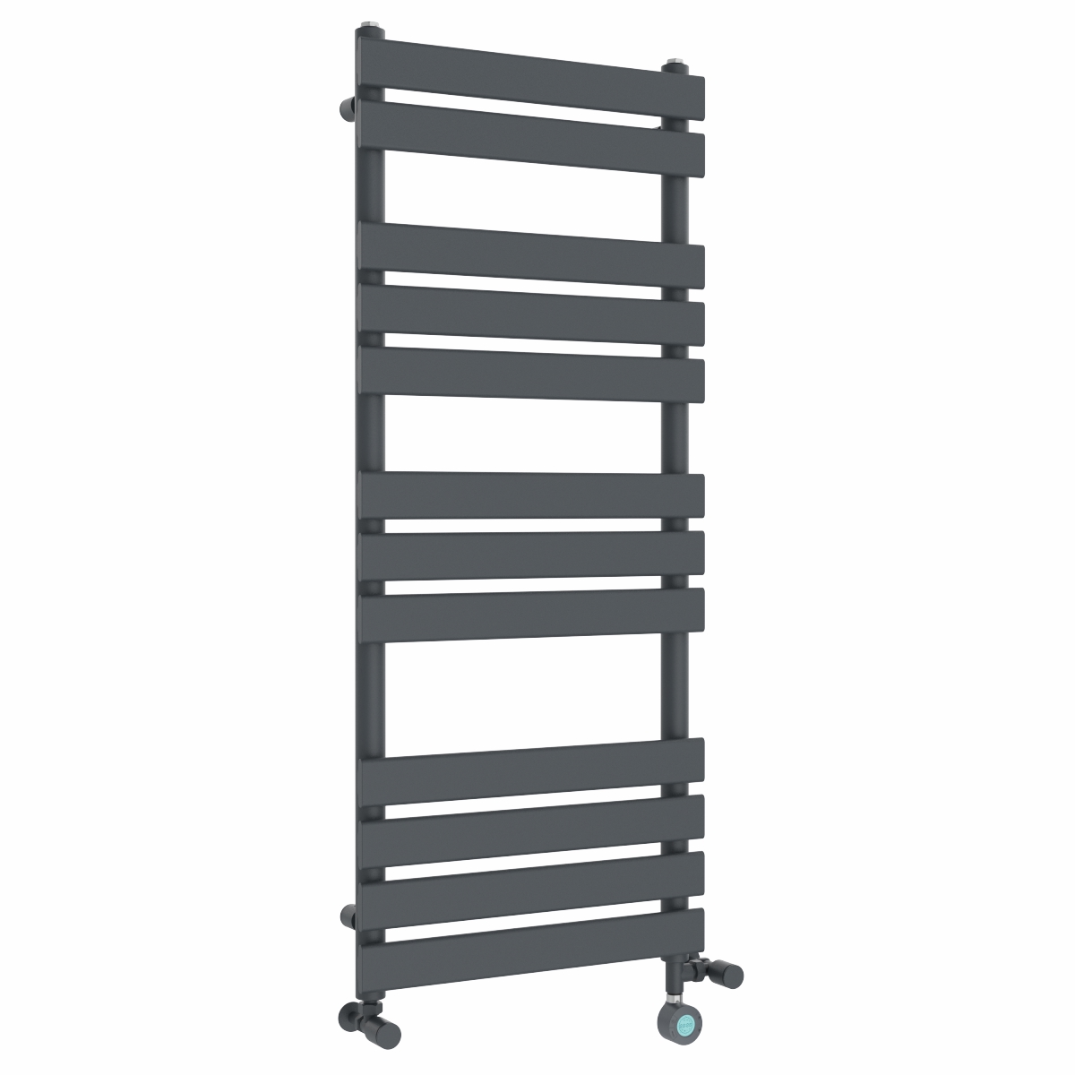 Juva 1200 x 500mm Dual Fuel Sand Grey Flat Panel Thermostatic Touch Control Electric Heated Towel Rail