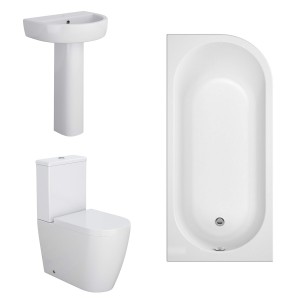 Cordoba Modern Bathroom Suite with J-Shape Bath - Left Handed - 1700mm