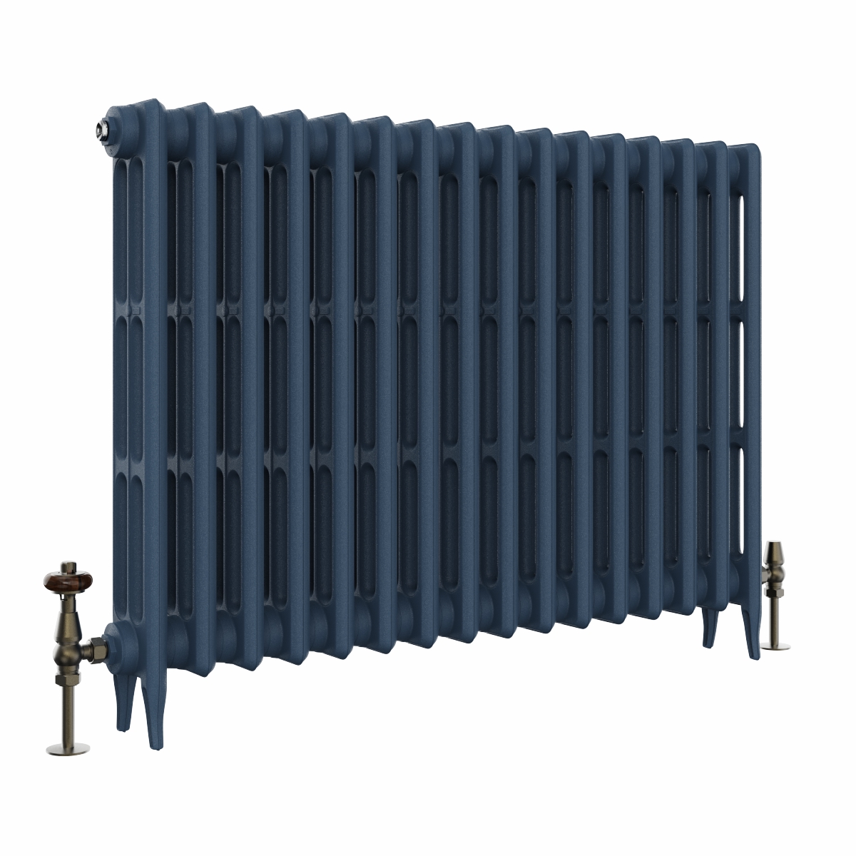 Classic  745 x 1026mm Farrow & Ball Hague Blue Triple Column Cast Iron Radiator - 16 Sections