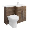 Calm Walnut Right Hand Combination Vanity Unit with Rak-Resort Toilet & Soft Close Seat & Concealed Cistern - 1100mm