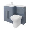 Calm Gloss Grey Left Hand Combination Vanity Unit Basin L Shape with Back to Wall Feel Curved Toilet & Soft Close Seat & Concealed Cistern - 1100mm
