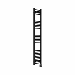 Bergen 1600 x 300mm Straight Black Thermostatic Wifi Control Electric Heated Towel Rail