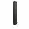 Bern 1500 x 290mm Black Silver Triple Column Vertical Traditional Radiator