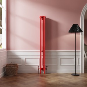 Bern 1800 x 200mm Traditional Signal Red Vertical Four Column Radiator