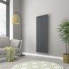 Norden 1600 x 591mm Anthracite Single Vertical Oval Tube Designer Radiator