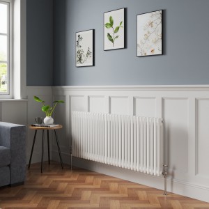 Bern 600 x 1460mm White Double Column Horizontal Traditional Radiator
