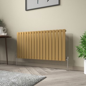 Karlstad 600 x 1158mm Metallic Gold Single Flat Panel Horizontal Designer Radiator
