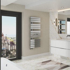 Kristiansund 1380 x 500mm Designer Towel Rail - Chrome