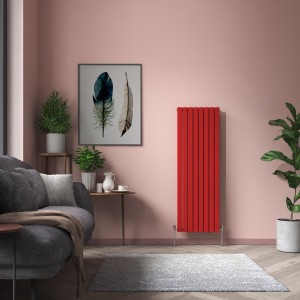 Karlstad 1600 x 546mm Signal Red Double Flat Panel Vertical Designer Radiator