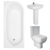 RAK Series 600 Modern Bathroom Suite and J-Shape Shower Bath- Choice of Orientation