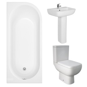 RAK Series 600 Modern Bathroom Suite with J-Shape Bath - Left Handed - 1700mm