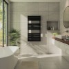 Juva 1200 x 600mm Satin Black Flat Panel Thermostatic Touch Control Electric Heated Towel Rail
