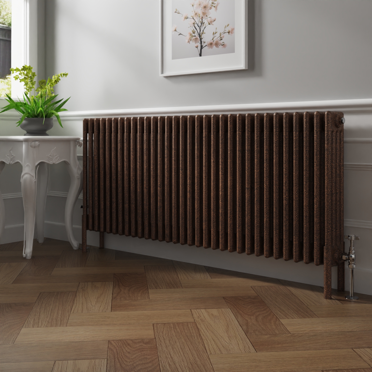 Bern 600 x 1460mm Black Copper Four Column Horizontal Traditional Radiator