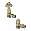 Antique Thermostatic Angled Radiator Valves - Brushed Brass