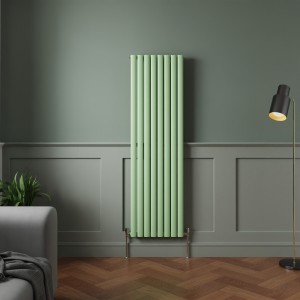 Norden 1600 x 473mm Pastel Green Single Oval Column Vertical Designer Radiator