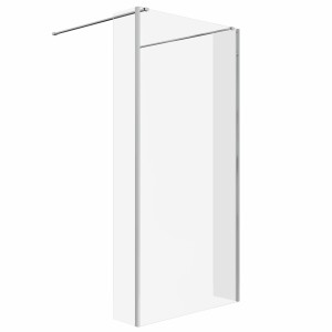 Wasdale 1000mm Chrome Walk Through Wet Room Screen with 215mm Hinged Return Screens