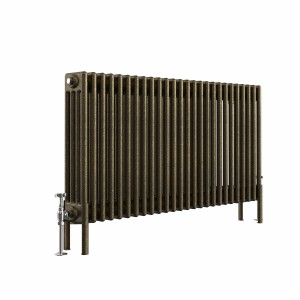 Bern 600 x 1190mm Black Gold Four Column Horizontal Traditional Radiator