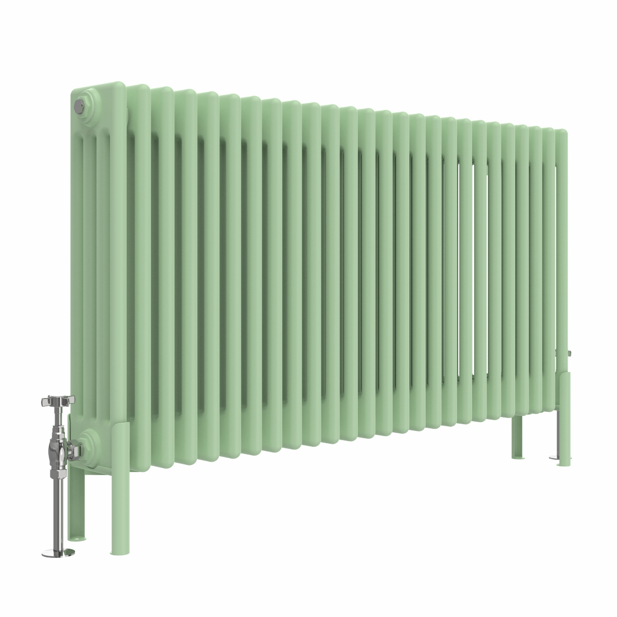 Bern 600 x 1190mm Traditional Pastel Green Horizontal Four Column Radiator