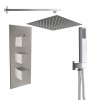Beauly Chrome Triple Square Handle Concealed Valve with 400mm Square Shower Head and Hand Shower (2 Outlet)
