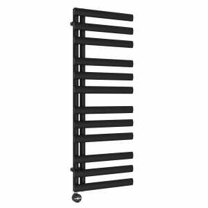 Kongsberg 1200 x 450mm Black Thermostatic Touch Control Electric Towel Rail