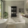 Juva 1200 x 600mm Satin Black Flat Panel Thermostatic Touch Control Wifi Electric Heated Towel Rail