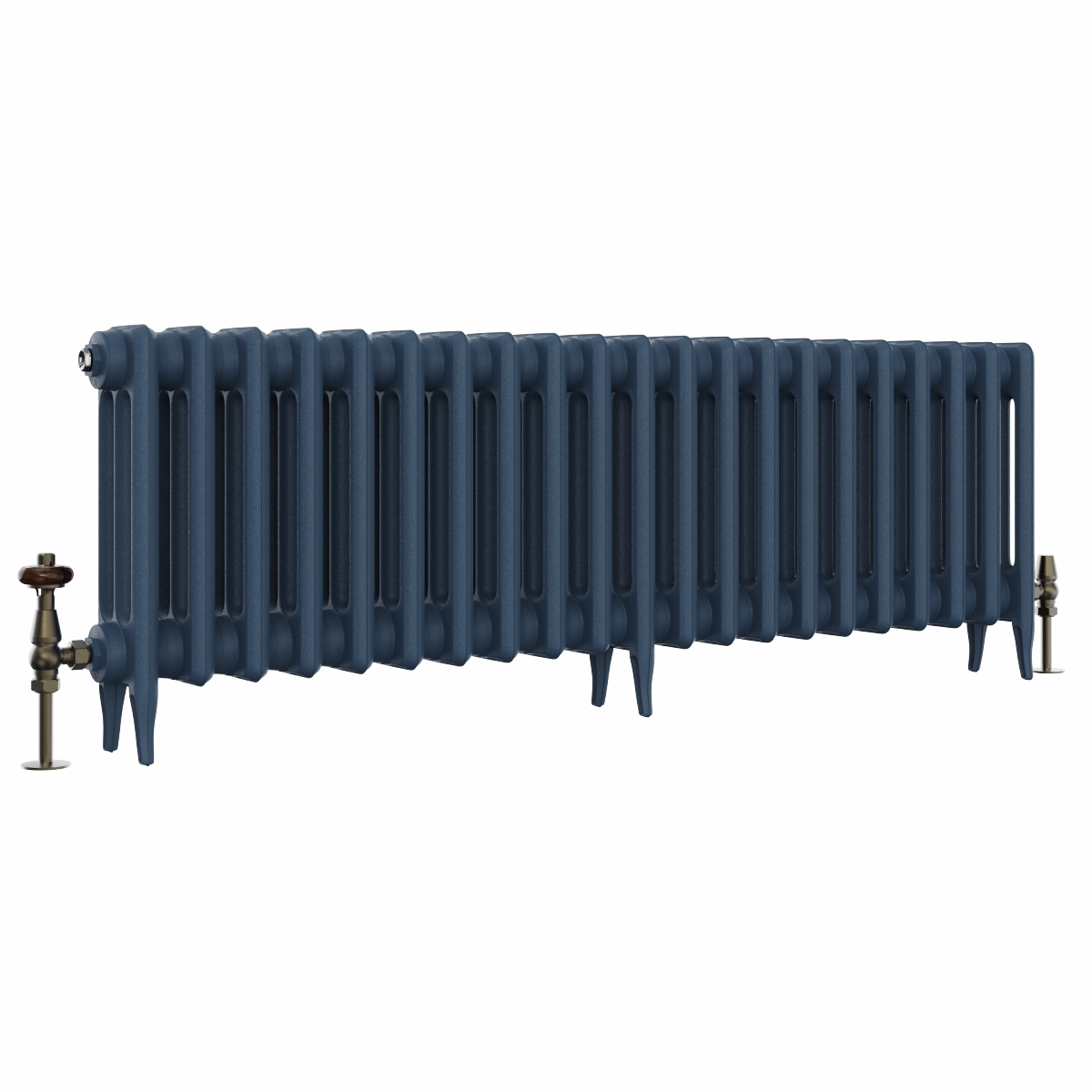 Classic  450 x 1336mm Farrow & Ball Hague Blue Triple Column Cast Iron Radiator - 21 Sections