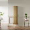 Lulea 1600 x 340mm Metallic Gold Double Flat Panel Vertical Designer Radiator