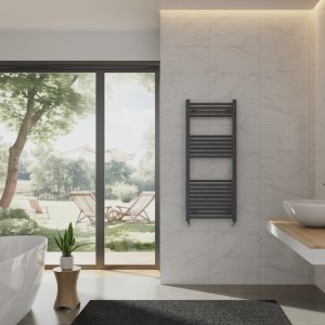 Bergen 1200 x 500mm Straight Anthracite Heated Towel Rail