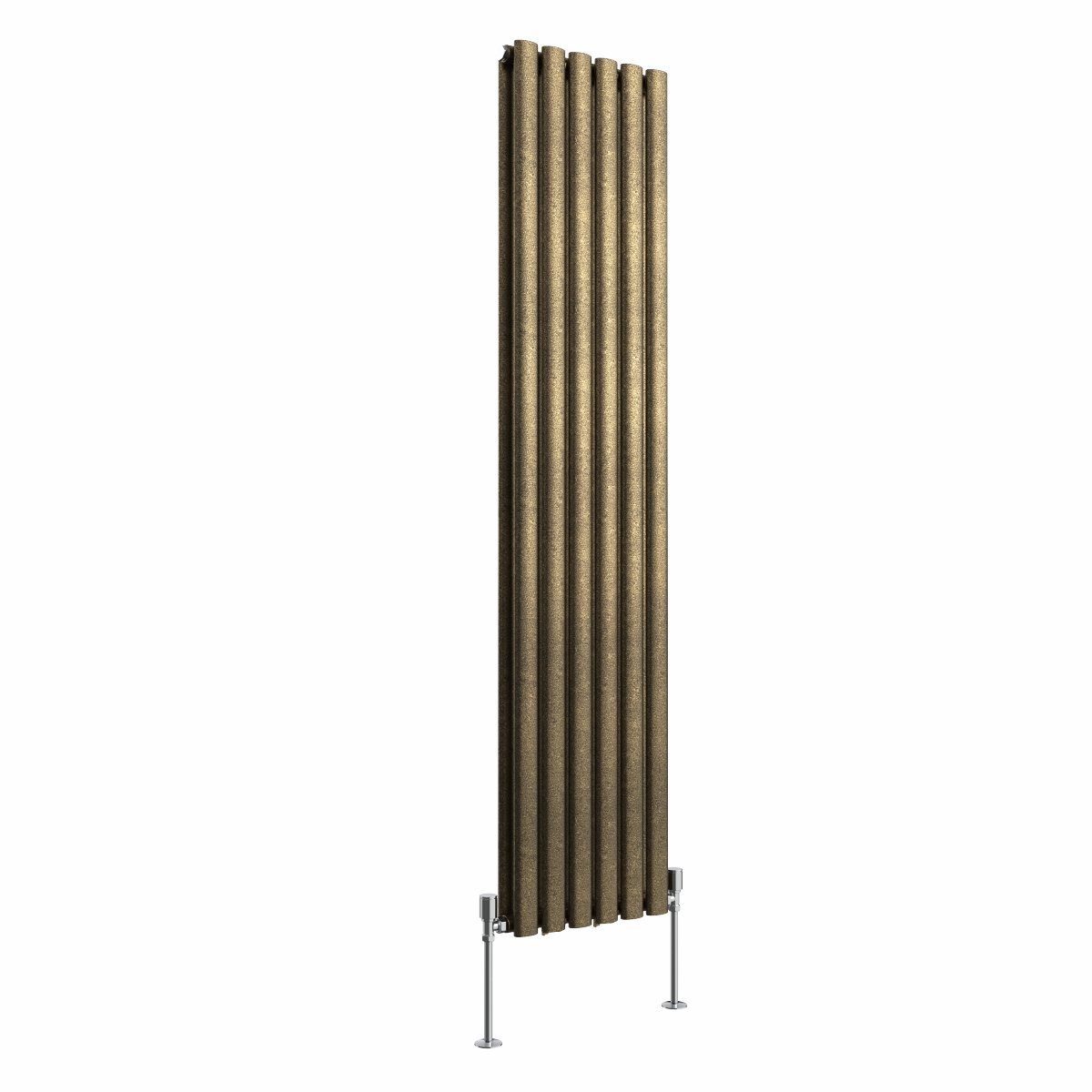 Norden 1600 x 355mm Black Gold Double Vertical Oval Column Designer Radiator