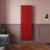 Norden 1800 x 591mm Signal Red Double Oval Column Vertical Designer Radiator