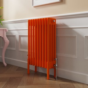 Bern 600 x 425mm Traditional Bright Orange Horizontal Four Column Radiator