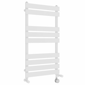 Juva 950 x 500mm Dual Fuel White Flat Panel Thermostatic Touch Control Electric Heated Towel Rail